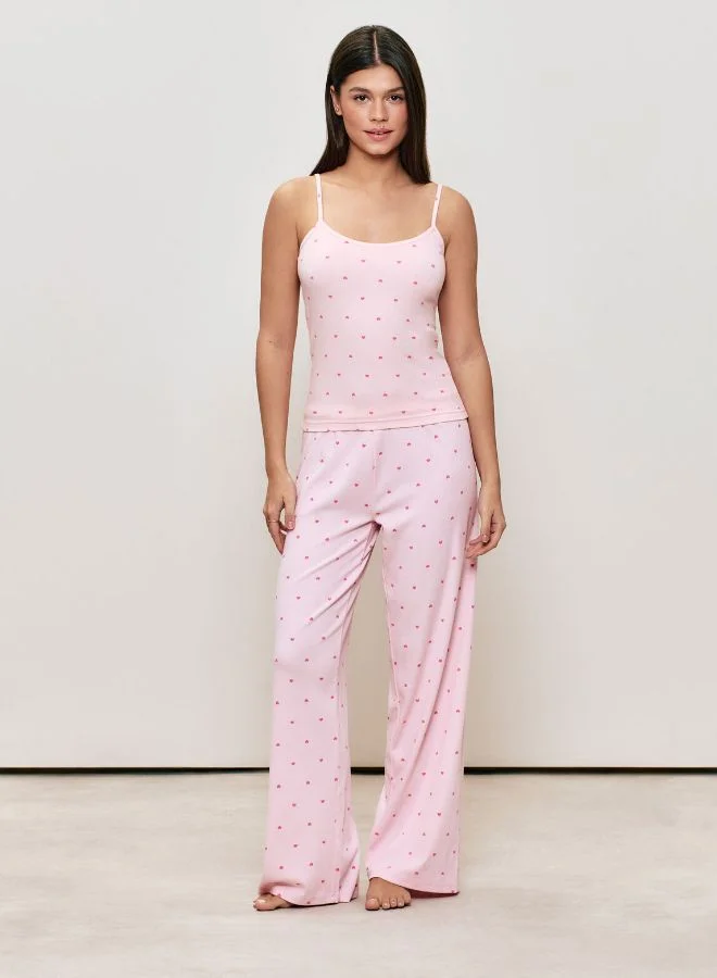 انديز بنطلون جيرسي بنقشة قلب